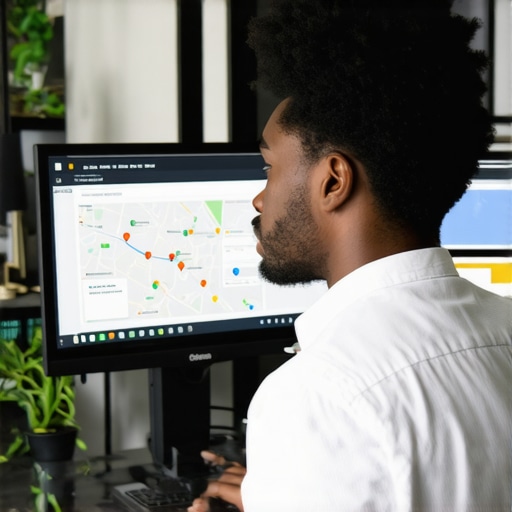 Strategist analyzing local SEO data with Google Maps and analytics tools