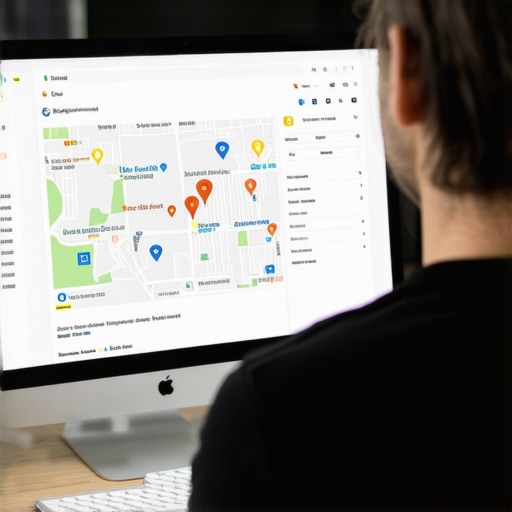 Person working on local SEO strategies with Google Maps on computer screen.