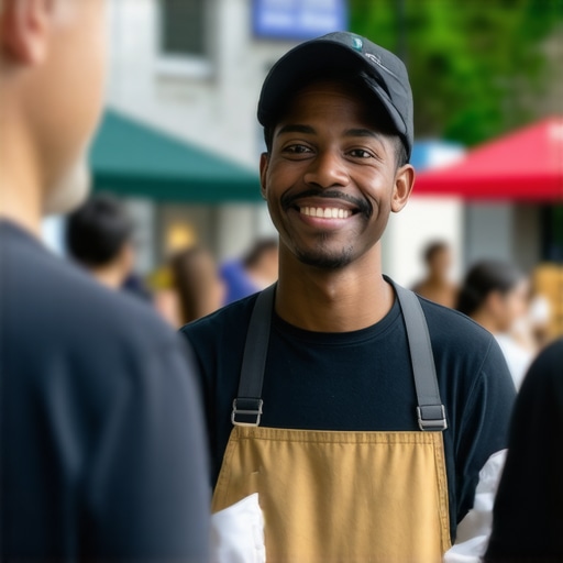 Small business owner participating in a local neighborhood event