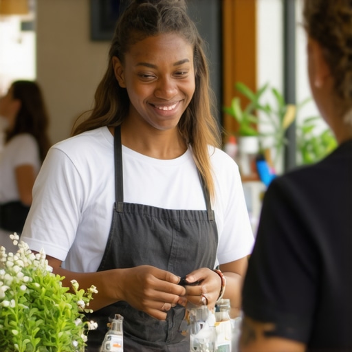 Business owner at a local community event