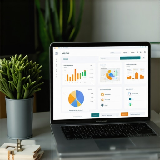 Workspace with laptop showing local SEO data and maps