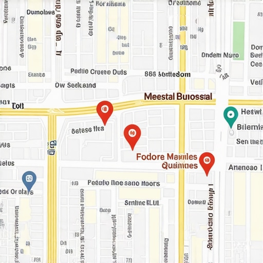 Google Maps interface showing local business markers and analytics