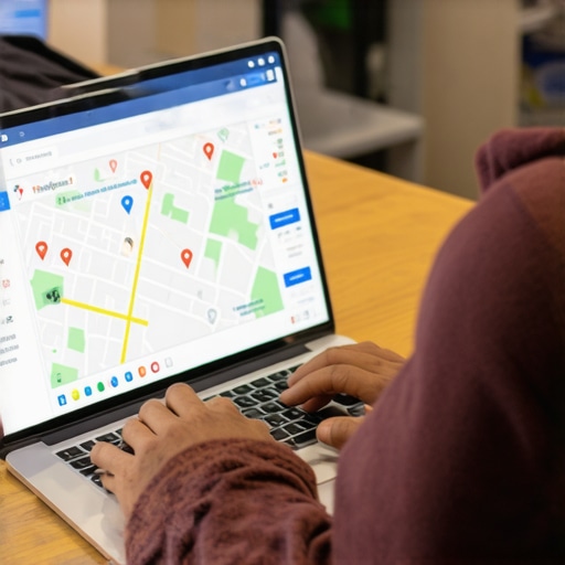 Business owner reviewing local SEO analytics on laptop