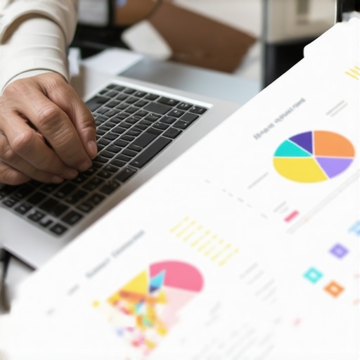 A person analyzing local SEO data on a laptop with graphs and charts