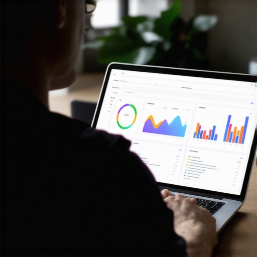 Business owner analyzing SEO data on laptop for local search optimization