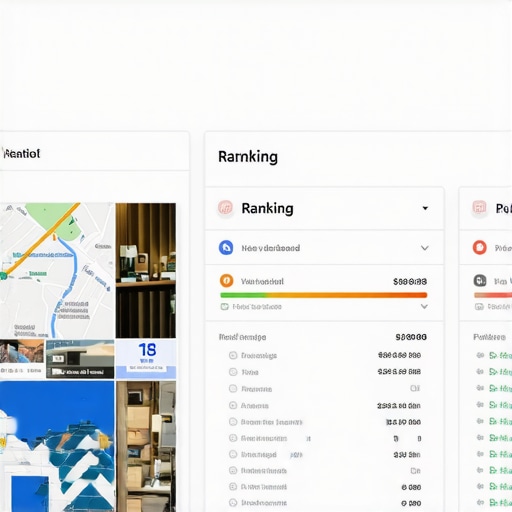Google My Business dashboard displaying rankings and customer reviews.
