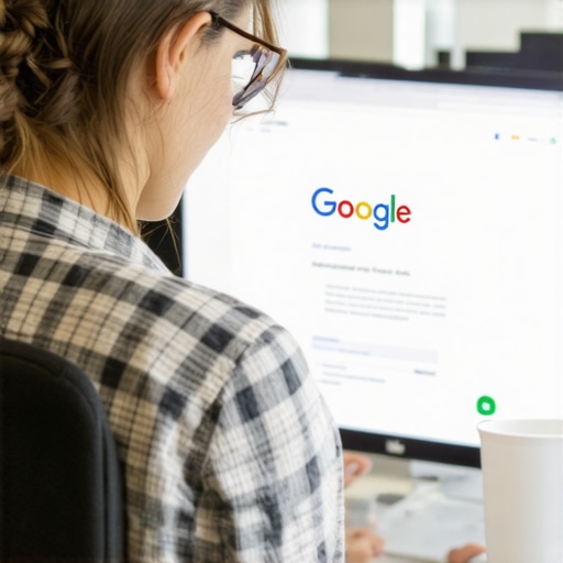 Business owner editing Google Business Profile on desktop with local SEO tools.