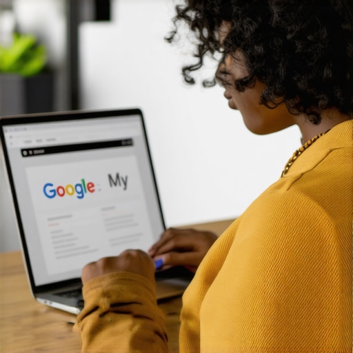 Business owner editing Google Maps listing on laptop