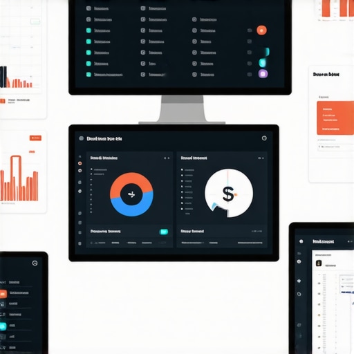 SEO Tools Workspace Computer screen displaying various SEO analytics dashboards, citation management, and review monitoring tools.