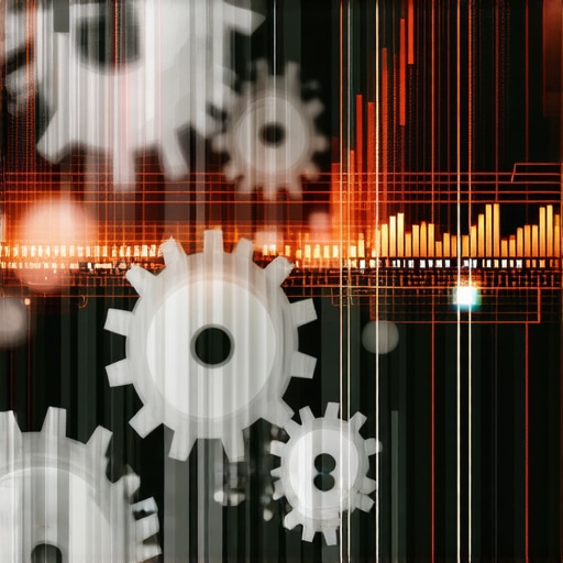 Illustration of AI algorithms analyzing local search data with gears and data points