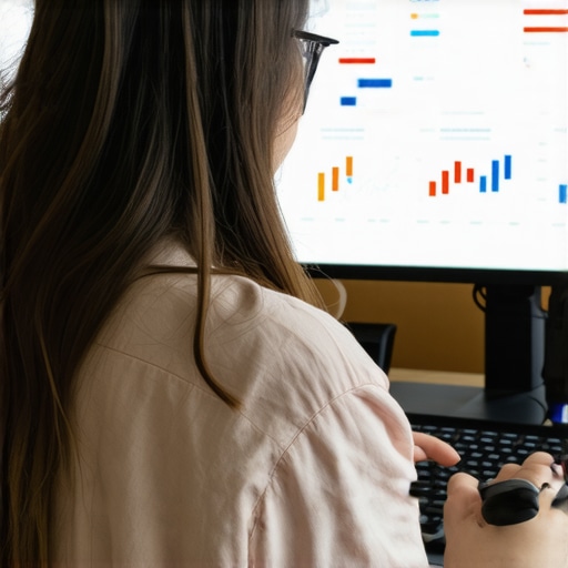 A professional reviewing local SEO analytics on a computer screen.