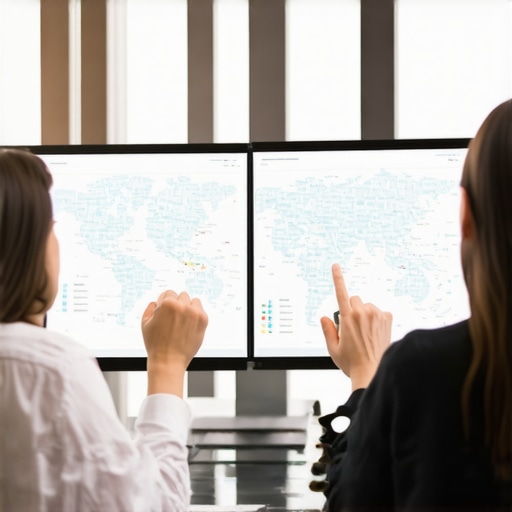 Team working on local SEO optimization with maps and analytics