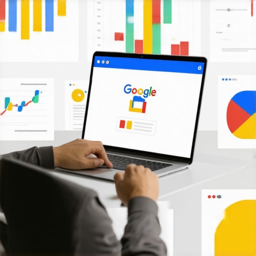 A digital marketer working on local SEO analytics on a laptop.