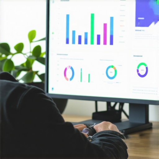 SEO Dashboard for Local Rankings Person analyzing local SEO metrics on a digital dashboard.