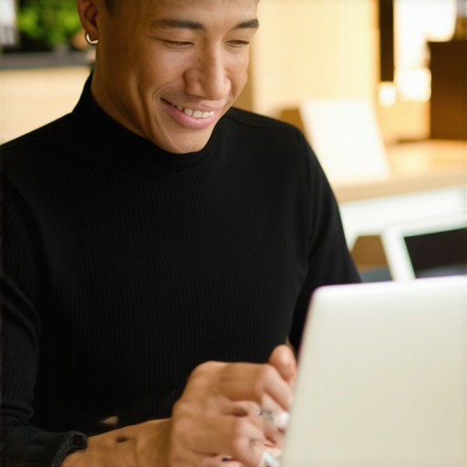 Business owner responding to reviews on a laptop to encourage interaction.