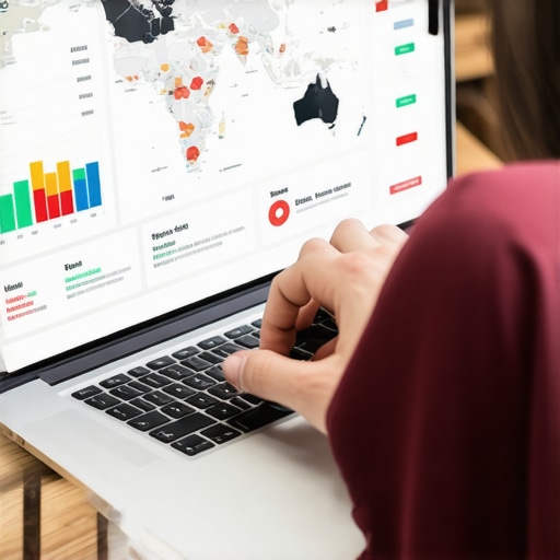Deep Dive into Local SEO Strategy Hand analyzing SEO data on a laptop with local maps and graphs.