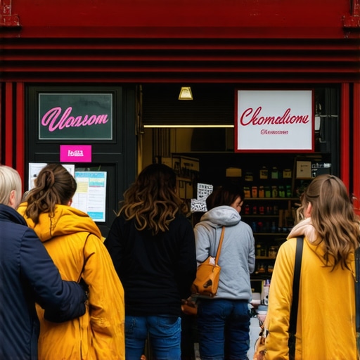 A lively storefront with colorful signage and smiling customers