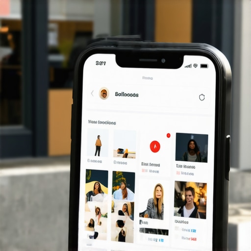 Smartphone screen showing local business insights with photos and analytics.