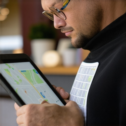 Business owner updating Google Maps profile with a checklist on tablet.
