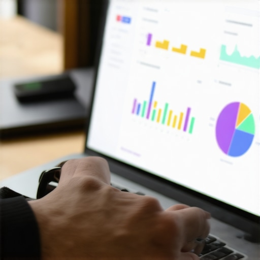 Person analyzing local SEO metrics on laptop with various tools